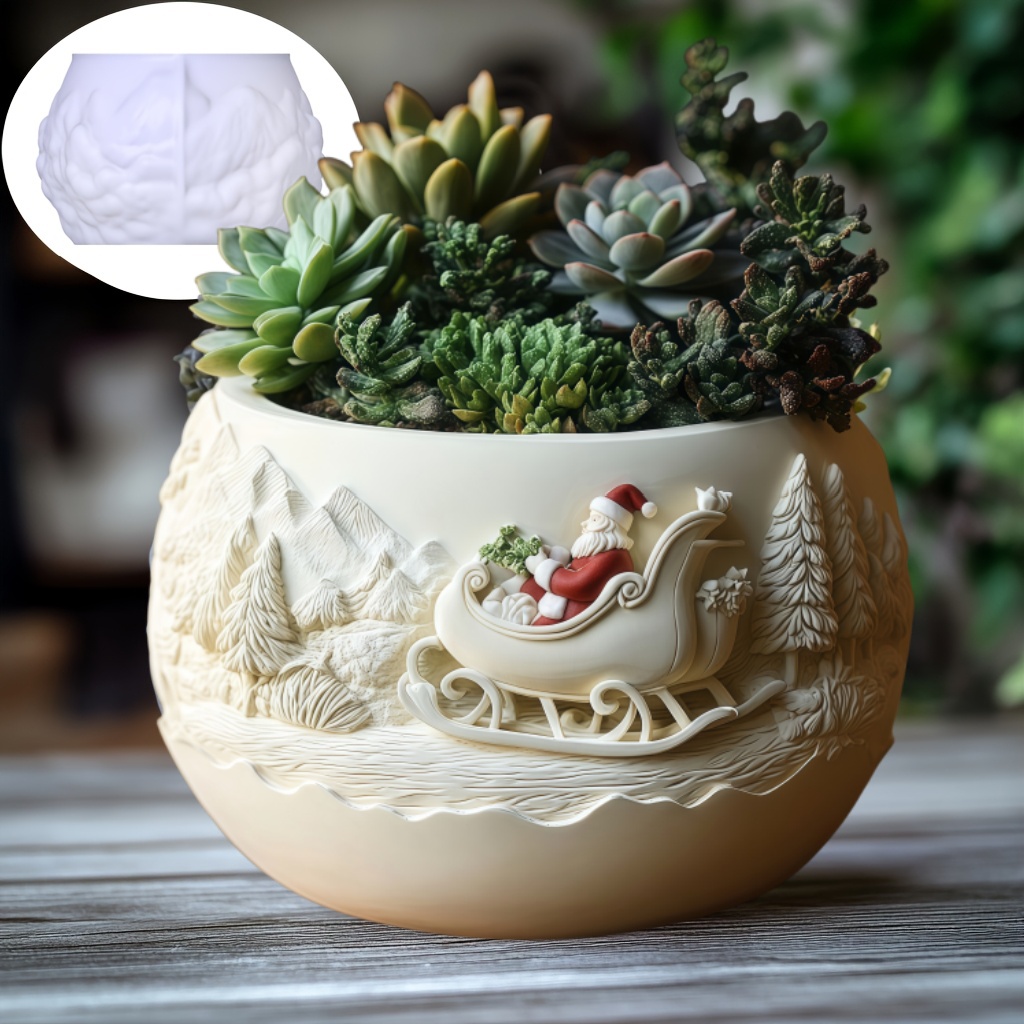 Potsticker Mold - Sedir Kızaklı Noel Baba Rölyef Mum