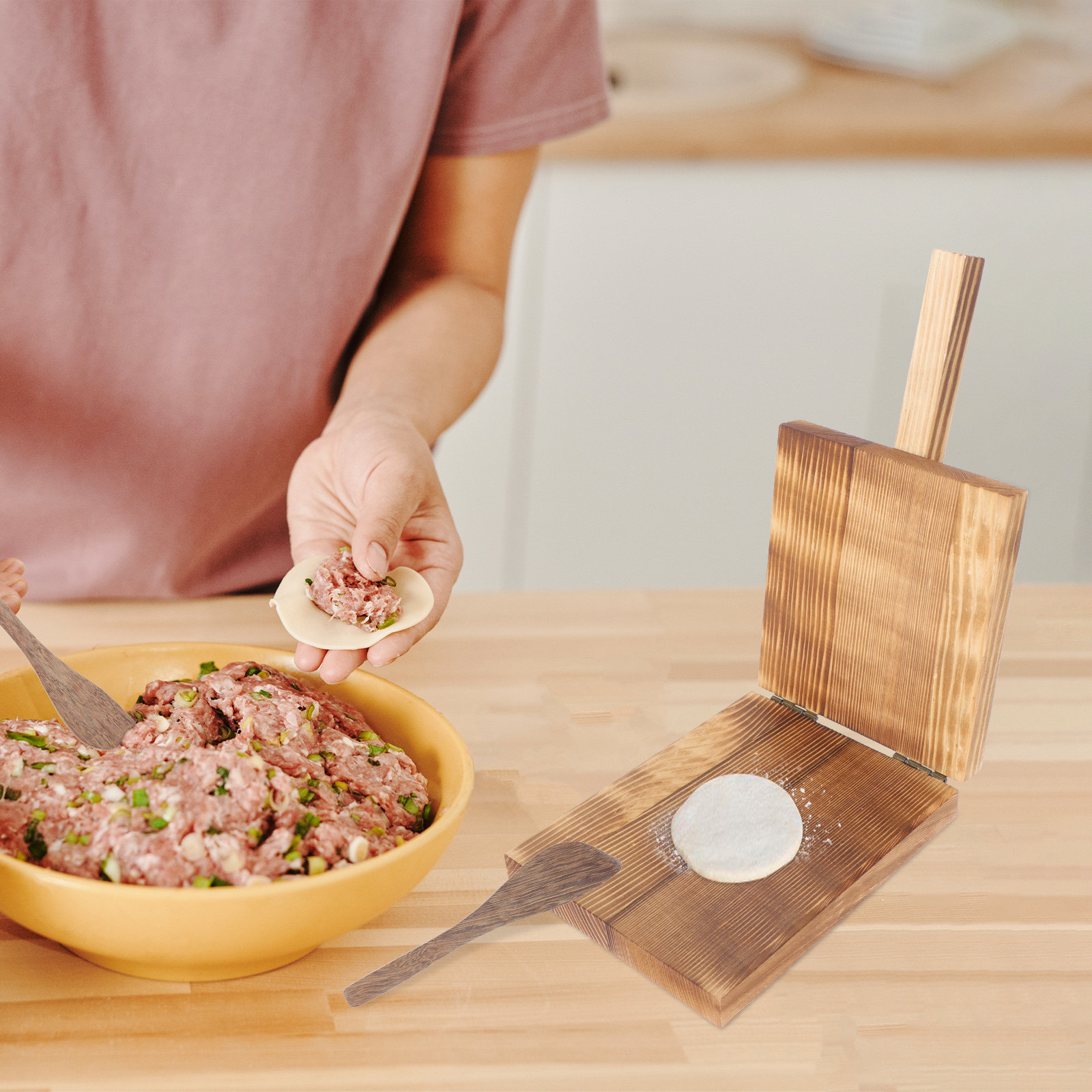 1 Set Ahşap Mantı Hamuru Presl - Dumpling Press Set incelemesi ve fiyatı